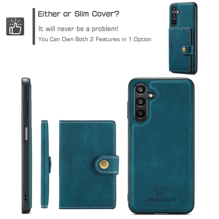 For Samsung Galaxy A16 5G JEEHOOD J01 Retro Magnetic Detachable Wallet Phone Case(Blue)