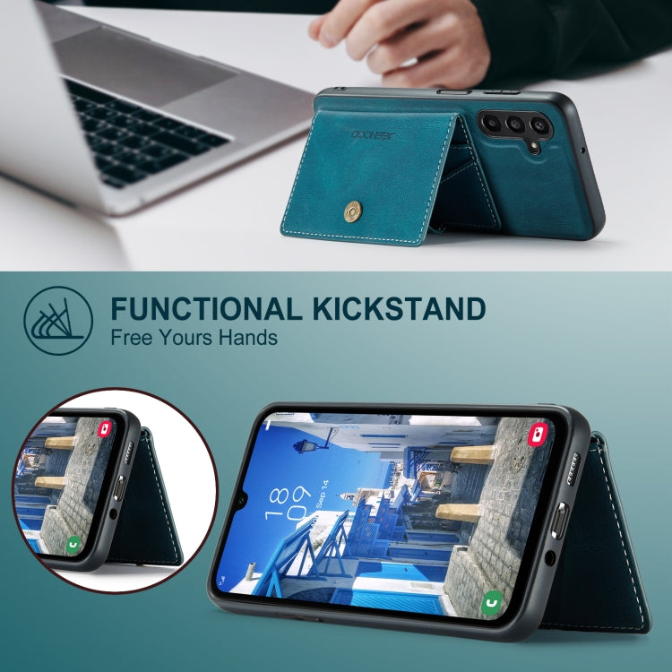 For Samsung Galaxy A16 5G JEEHOOD J01 Retro Magnetic Detachable Wallet Phone Case(Blue)