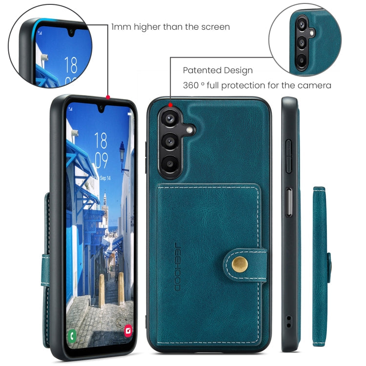 For Samsung Galaxy A16 5G JEEHOOD J01 Retro Magnetic Detachable Wallet Phone Case(Blue)
