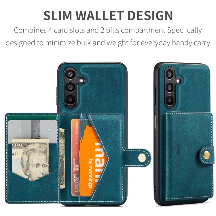 For Samsung Galaxy A16 5G JEEHOOD J01 Retro Magnetic Detachable Wallet Phone Case(Blue)