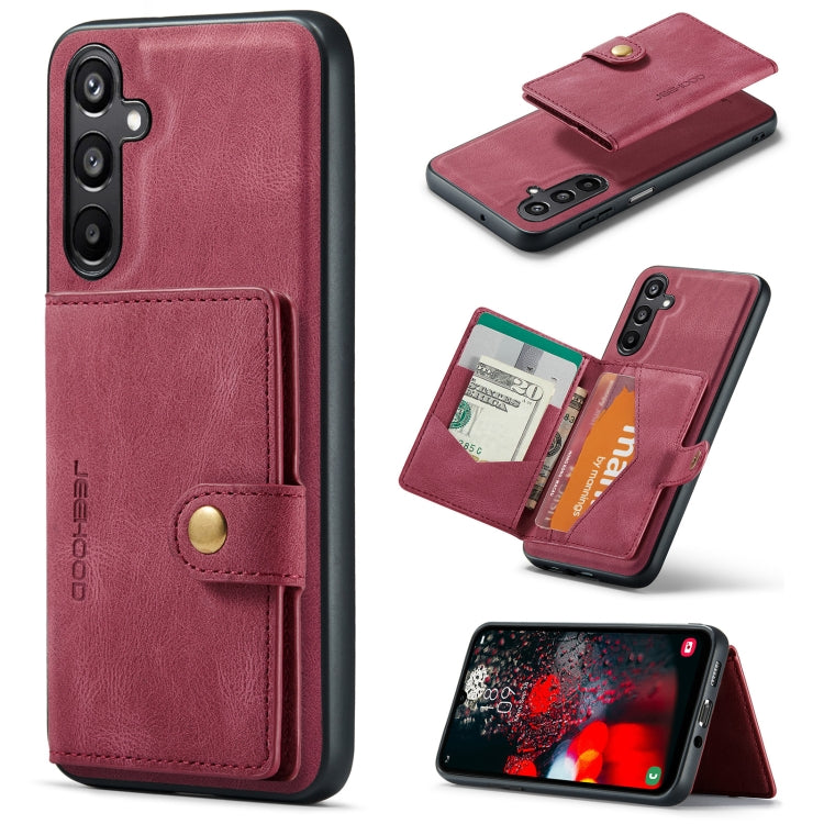 Pour l'étui portefeuille magnétique détachable rétro JEEHOOD J01 pour Samsung Galaxy A16 5G (rouge)