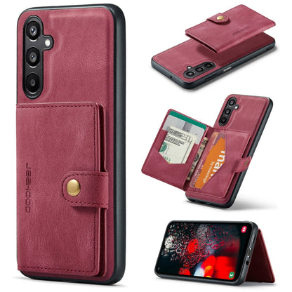 Pour l'étui portefeuille magnétique détachable rétro JEEHOOD J01 pour Samsung Galaxy A16 5G (rouge)