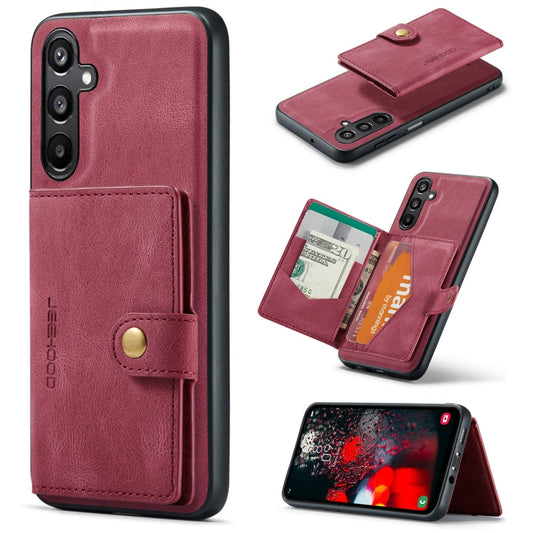 For Samsung Galaxy A16 5G JEEHOOD J01 Retro Magnetic Detachable Wallet Phone Case(Red)