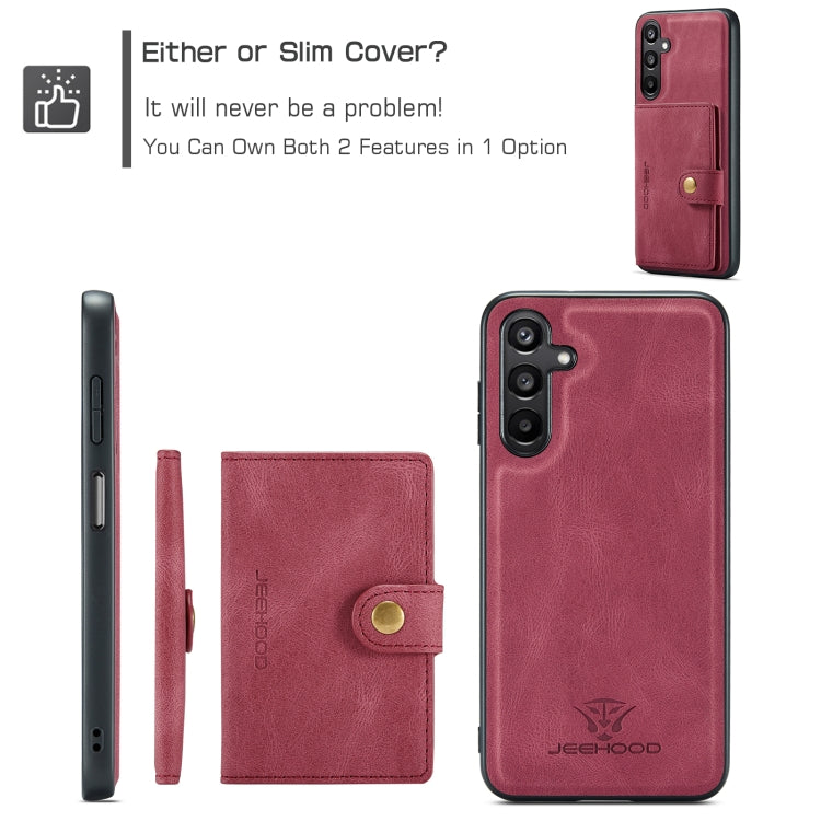 Pour l'étui portefeuille magnétique détachable rétro JEEHOOD J01 pour Samsung Galaxy A16 5G (rouge)