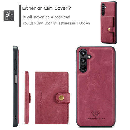 Pour l'étui portefeuille magnétique détachable rétro JEEHOOD J01 pour Samsung Galaxy A16 5G (rouge)