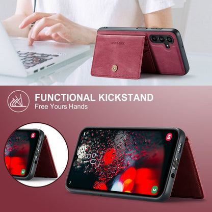 Pour l'étui portefeuille magnétique détachable rétro JEEHOOD J01 pour Samsung Galaxy A16 5G (rouge)