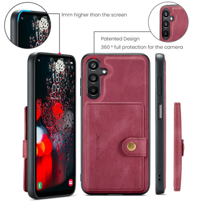Pour l'étui portefeuille magnétique détachable rétro JEEHOOD J01 pour Samsung Galaxy A16 5G (rouge)