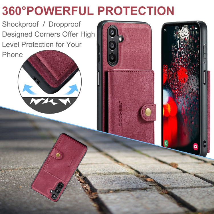 Pour l'étui portefeuille magnétique détachable rétro JEEHOOD J01 pour Samsung Galaxy A16 5G (rouge)