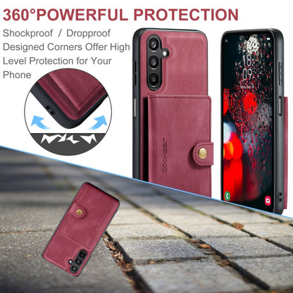 Pour l'étui portefeuille magnétique détachable rétro JEEHOOD J01 pour Samsung Galaxy A16 5G (rouge)