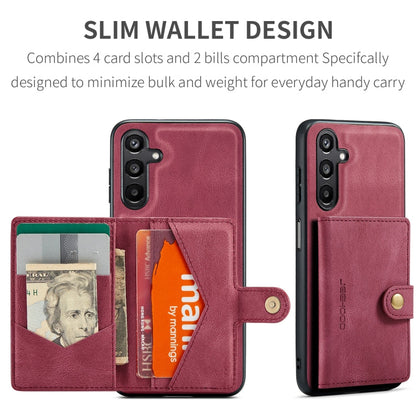 Pour l'étui portefeuille magnétique détachable rétro JEEHOOD J01 pour Samsung Galaxy A16 5G (rouge)