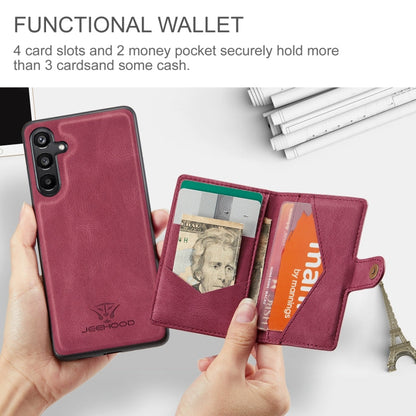 Pour l'étui portefeuille magnétique détachable rétro JEEHOOD J01 pour Samsung Galaxy A16 5G (rouge)