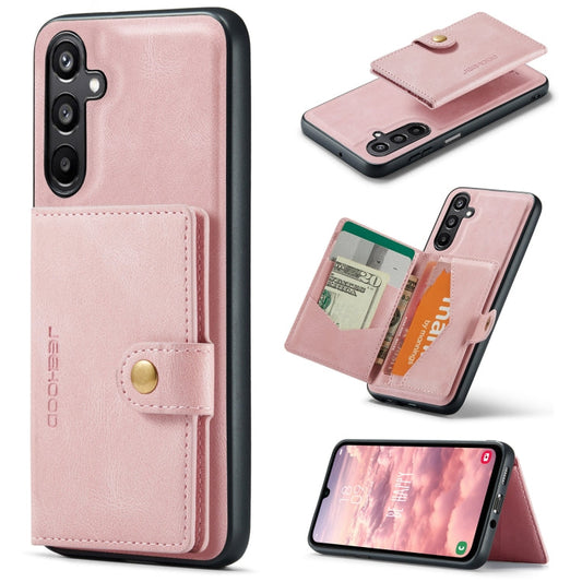 For Samsung Galaxy A16 5G JEEHOOD J01 Retro Magnetic Detachable Wallet Phone Case(Pink)