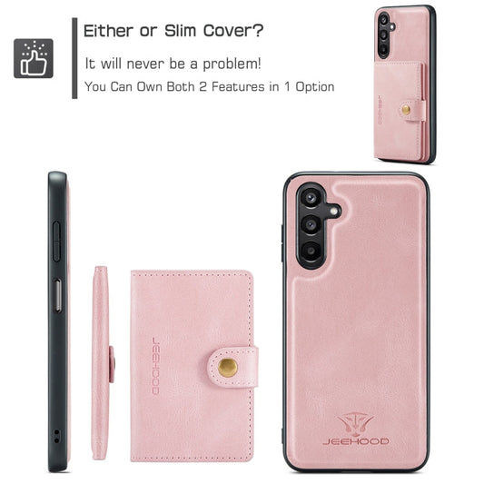 For Samsung Galaxy A16 5G JEEHOOD J01 Retro Magnetic Detachable Wallet Phone Case(Pink)