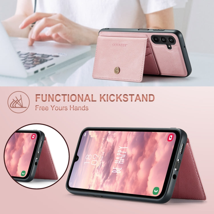 Pour Samsung Galaxy A16 5G JEEHOOD J01 Étui portefeuille magnétique détachable rétro (rose)