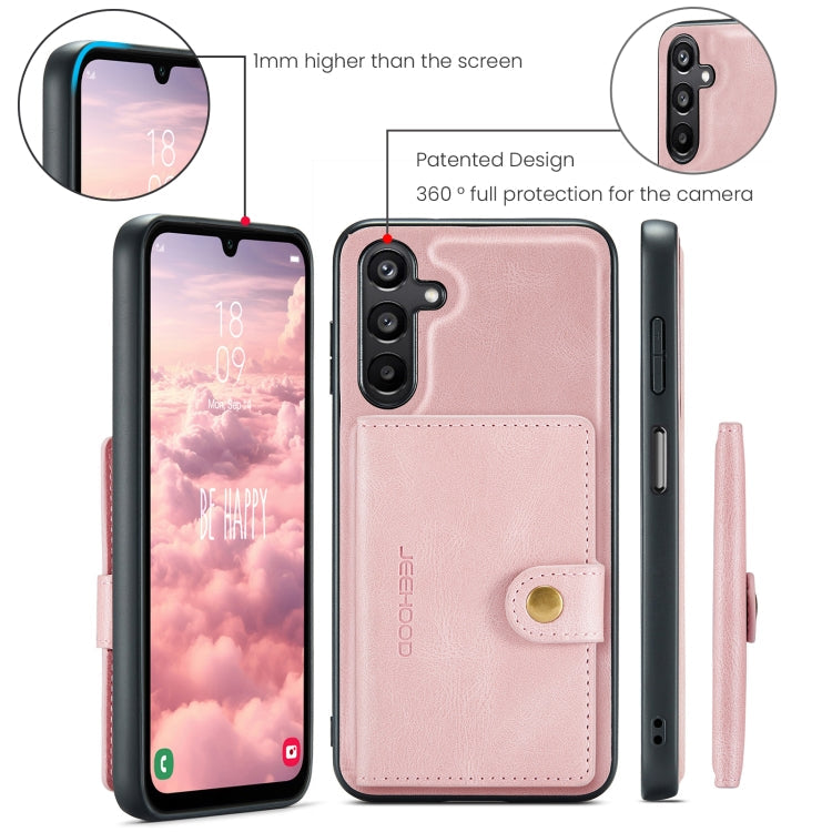 Pour Samsung Galaxy A16 5G JEEHOOD J01 Étui portefeuille magnétique détachable rétro (rose)