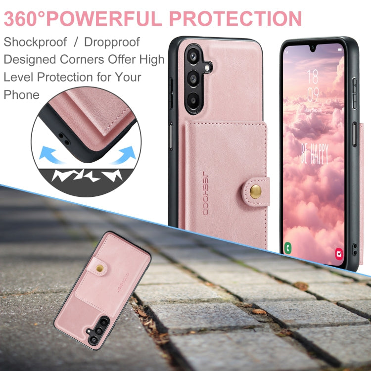 Pour Samsung Galaxy A16 5G JEEHOOD J01 Étui portefeuille magnétique détachable rétro (rose)