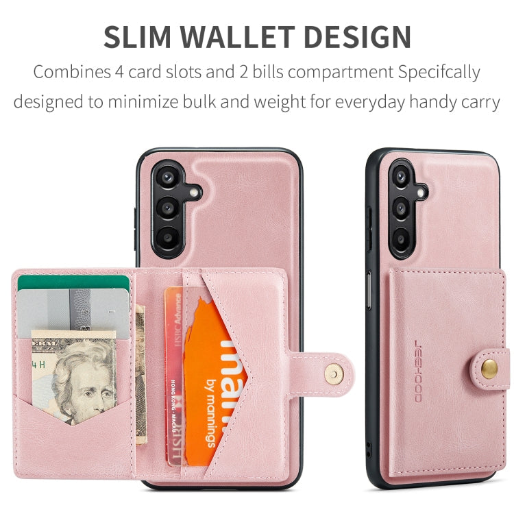 Pour Samsung Galaxy A16 5G JEEHOOD J01 Étui portefeuille magnétique détachable rétro (rose)
