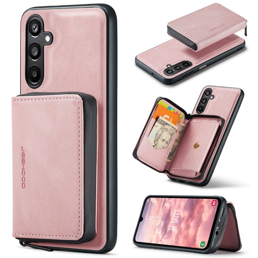 For Samsung Galaxy A16 5G JEEHOOD J02 Magnetic Zipper Horizontal Flip Leather Phone Case(Pink)