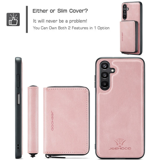 For Samsung Galaxy A16 5G JEEHOOD J02 Magnetic Zipper Horizontal Flip Leather Phone Case(Pink)