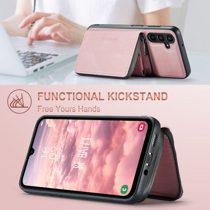 Pour Samsung Galaxy A16 5G JEEHOOD J02 Étui en cuir à rabat horizontal zippé magnétique (rose)
