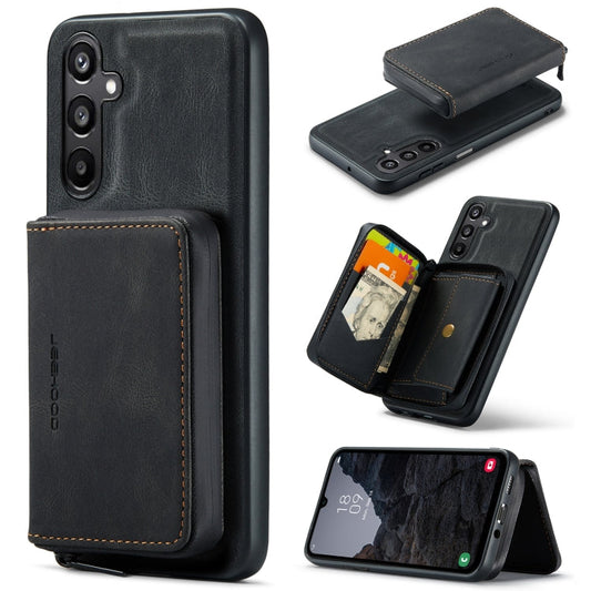 For Samsung Galaxy A16 5G JEEHOOD J02 Magnetic Zipper Horizontal Flip Leather Phone Case(Black)