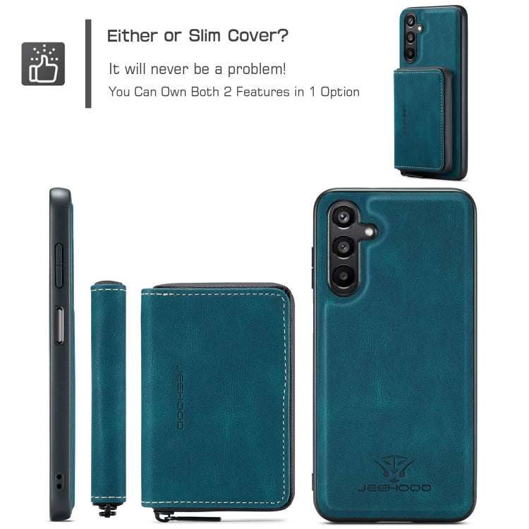 For Samsung Galaxy A16 5G JEEHOOD J02 Magnetic Zipper Horizontal Flip Leather Phone Case(Blue)