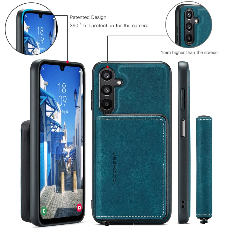 For Samsung Galaxy A16 5G JEEHOOD J02 Magnetic Zipper Horizontal Flip Leather Phone Case(Blue)