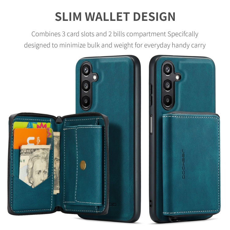For Samsung Galaxy A16 5G JEEHOOD J02 Magnetic Zipper Horizontal Flip Leather Phone Case(Blue)