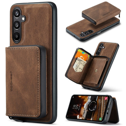 For Samsung Galaxy A16 5G JEEHOOD J02 Magnetic Zipper Horizontal Flip Leather Phone Case(Brown)