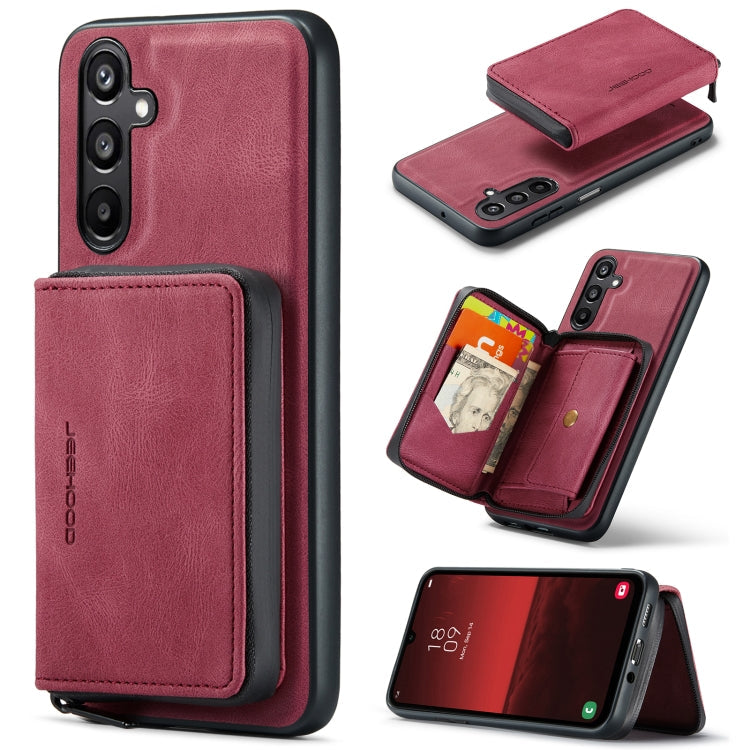 For Samsung Galaxy A16 5G JEEHOOD J02 Magnetic Zipper Horizontal Flip Leather Phone Case(Red)
