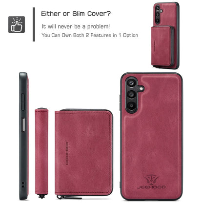 For Samsung Galaxy A16 5G JEEHOOD J02 Magnetic Zipper Horizontal Flip Leather Phone Case(Red)