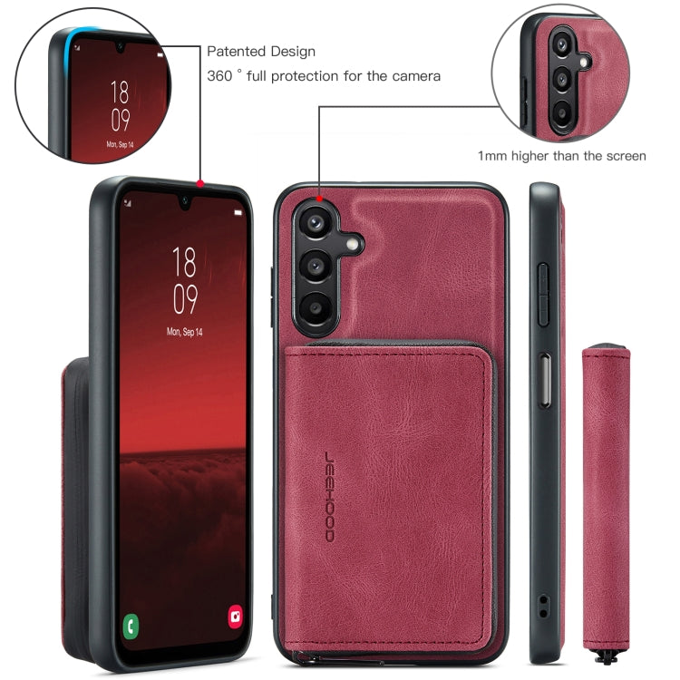 For Samsung Galaxy A16 5G JEEHOOD J02 Magnetic Zipper Horizontal Flip Leather Phone Case(Red)