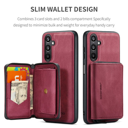 For Samsung Galaxy A16 5G JEEHOOD J02 Magnetic Zipper Horizontal Flip Leather Phone Case(Red)