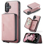 For iPhone 16 Plus JEEHOOD J02 Magnetic Zipper Horizontal Flip Leather Phone Case(Pink)