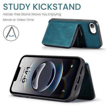 Pour iPhone 17e / 16e JEEHOOD J02 Étui de téléphone en cuir à rabat horizontal avec fermeture éclair magnétique (bleu)