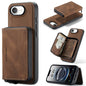 For iPhone 17e / 16e JEEHOOD J02 Magnetic Zipper Horizontal Flip Leather Phone Case(Brown)