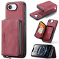 For iPhone 17e / 16e JEEHOOD J02 Magnetic Zipper Horizontal Flip Leather Phone Case(Red)