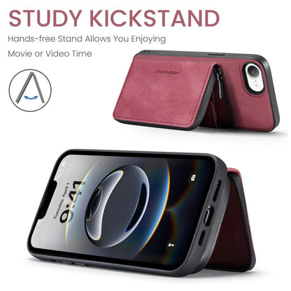 For iPhone 17e / 16e JEEHOOD J02 Magnetic Zipper Horizontal Flip Leather Phone Case(Red)