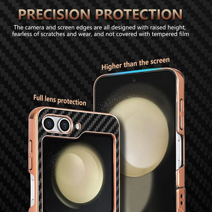 Pour Samsung Galaxy Z Flip6 5G / 7 FE AZNS Coque de téléphone en fibre de carbone avec bord galvanisé (noir)