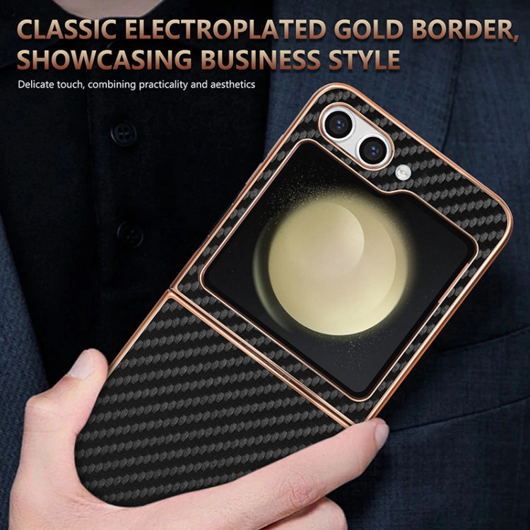 For Samsung Galaxy Z Flip6 5G / 7 FE AZNS Electroplated Edge Carbon Fiber Texture Phone Case(Green)