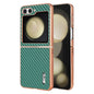For Samsung Galaxy Z Flip5 5G AZNS Electroplated Edge Carbon Fiber Texture Phone Case(Green)