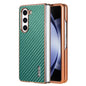 Pour Samsung Galaxy Z Fold6 5G AZNS Coque de téléphone en fibre de carbone texturée avec bords électroplaqués (Vert)