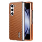 For Samsung Galaxy Z Fold5 5G AZNS Electroplated Edge Carbon Fiber Texture Phone Case(Brown)