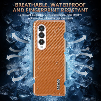 For Samsung Galaxy Z Fold4 5G AZNS Electroplated Edge Carbon Fiber Texture Phone Case(Black)