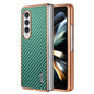 For Samsung Galaxy Z Fold3 5G AZNS Electroplated Edge Carbon Fiber Texture Phone Case(Green)