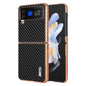 For Samsung Galaxy Z Flip4 5G AZNS Electroplated Edge Carbon Fiber Texture Phone Case(Black)