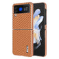For Samsung Galaxy Z Flip4 5G AZNS Electroplated Edge Carbon Fiber Texture Phone Case(Brown)