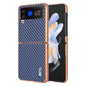 For Samsung Galaxy Z Flip3 5G AZNS Electroplated Edge Carbon Fiber Texture Phone Case(Blue)