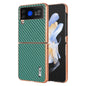 For Samsung Galaxy Z Flip3 5G AZNS Electroplated Edge Carbon Fiber Texture Phone Case(Green)