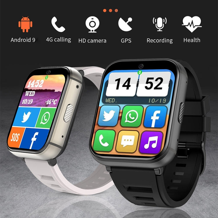 Montre intelligente d'appel 4G UNIWA DM66, 2 Go+16 Go, écran IPS de 1,99 pouces, Android 9.0, compatible WiFi GPS (argent)